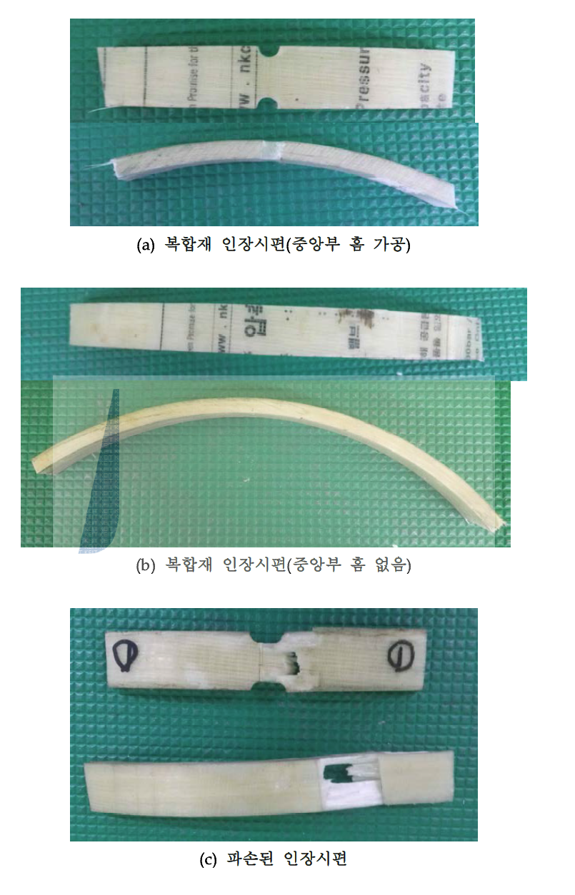 복합재 인장시편과 시험결과