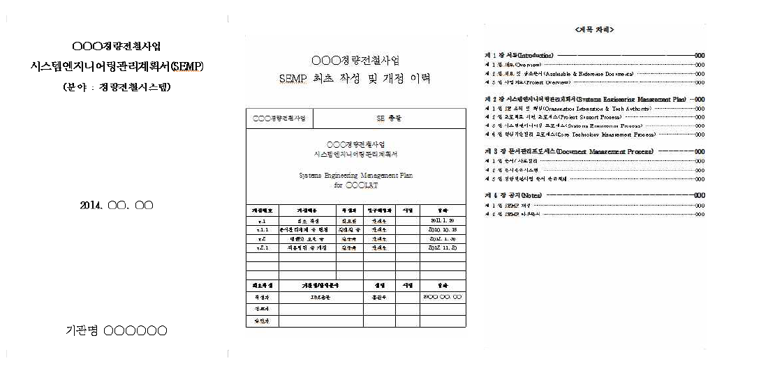 시스템엔지니어링관리계획서 템플릿