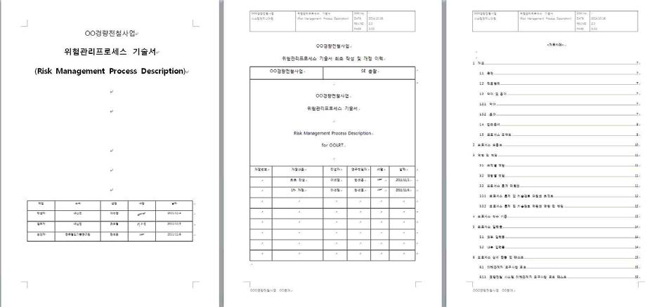위험관리 프로세스 정의서(기술서)