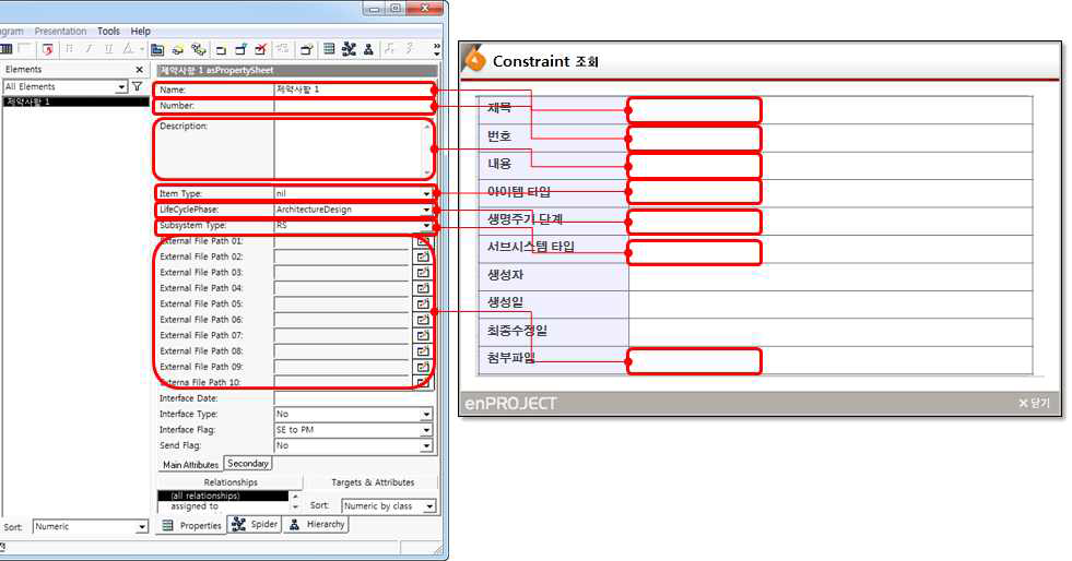 enProject의 Constraint 조회 화면(1)