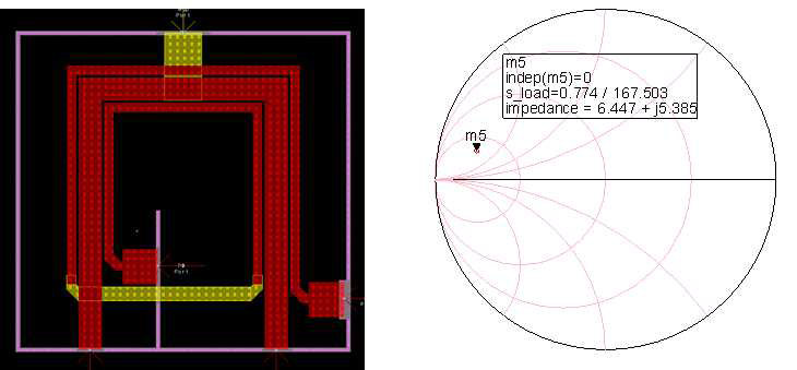 1:2 transformer의 layout과 Simulation 결과