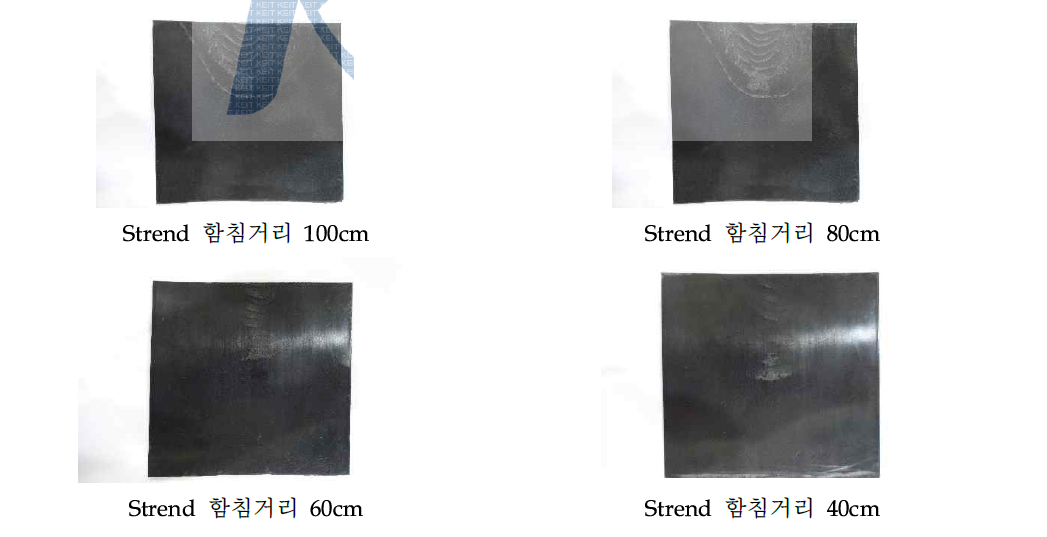 Strend 냉각거리별 사출시편 표면