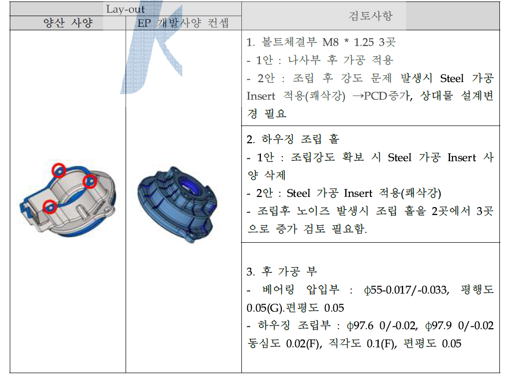 EPS 하우징 커버 양산사양 대비 수정 방안