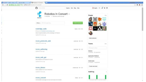 소스코드 및 개발 이슈를 관리하는 Github에 Robotics In Concert 프로젝트 운영