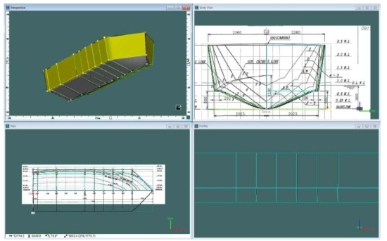 40ft급 레저선박의 3D 선형 모델링 작업 그림-2