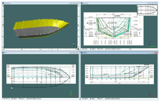 40ft급 레저선박의 3D 선형 모델링 작업 그림-3