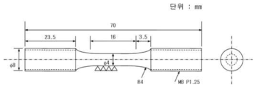 Tensile test specimen (ASTM E8M)