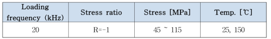 Conditions of ultrasonic fatigue test