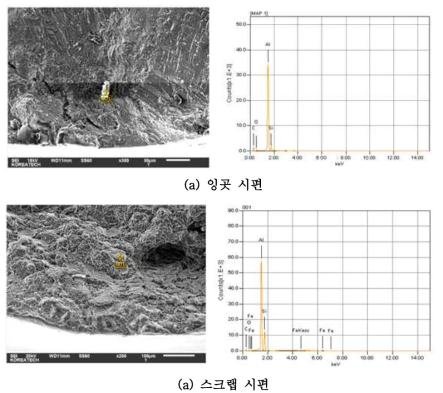 피로파단면의 EDS 성분분석결과