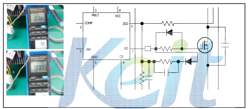 DCM모드 회로적용시 주요부품소자 온도특성 체크
