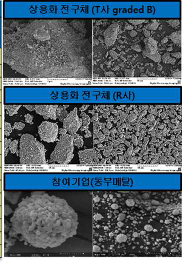 Mn전구체의 SEM사진 비교