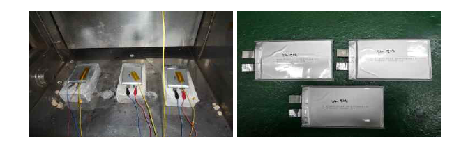 열노출시험 장면 및 시험 후 전지사진