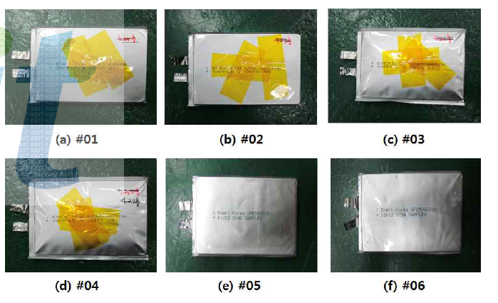 고온연속충전시험 후의 전지사진
