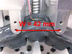When the 3-point bending machine have a height 8 mm and width 42 mm, the strain of step-5 is a 0.024ε.