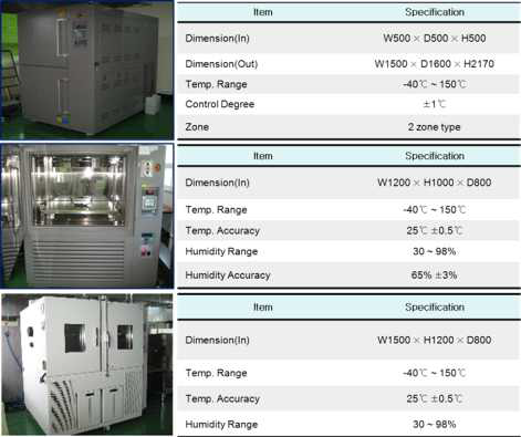 내환경 평가수행 장비 specifications