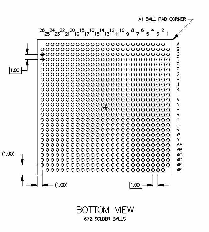 BGA672 Package Drawing Bottom View