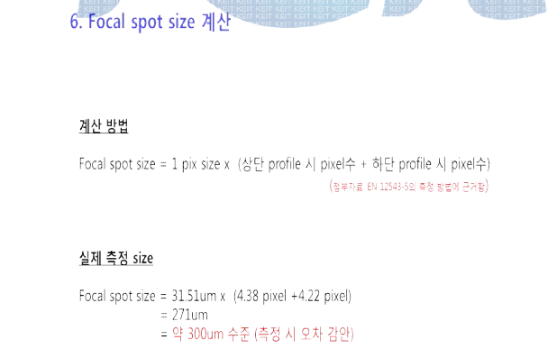 Focal spot size 측정 (Focal spot size 계산)