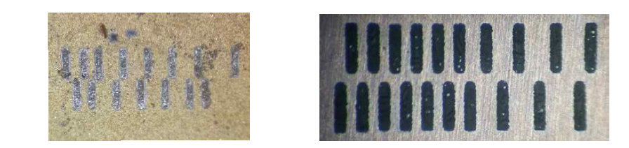 Solder가 KOH에 녹은 사진과, TMAH에 부식된 사진