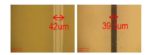 (좌)표면처리 전, (우)표면처리 후 R.I.E 표면처리 패턴 재현성