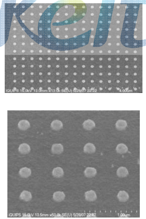 외광효율 향상을 위해 제작된 스탬프의 전자 현미경 사진