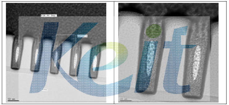 32nm trench에 Co 박막 적용 후의 단면 이미지