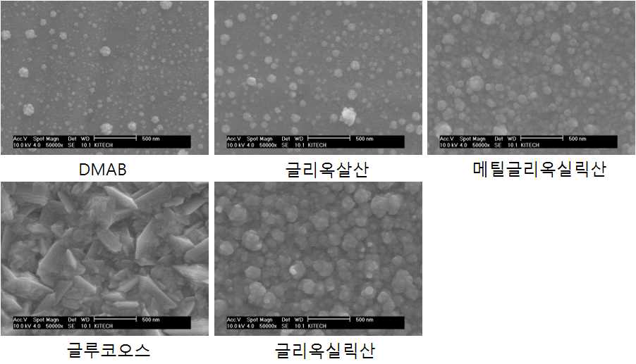 환원제 변화에 따른 피막형상