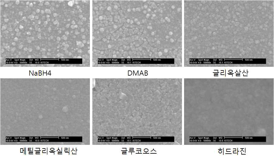 환원제 변화에 따른 피막형상