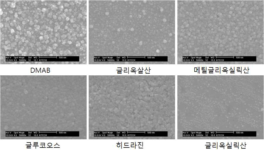 환원제 변화에 따른 피막형상