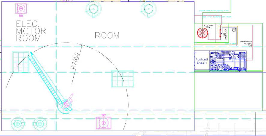 Cargo Compressor Room을 연장하여 설계한 연료전지 구획