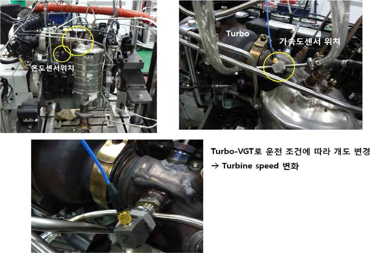 과급기 근처의 진동 측정-디젤엔진