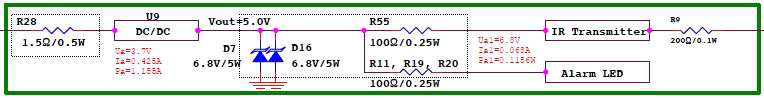 Block B(IR & Alarm LED circuit)의 Shunt voltage limiters