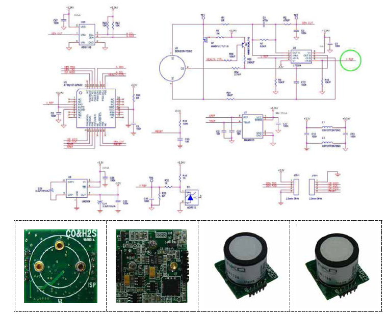 전기화학식 유독가스센서(CO, H2S) 구동회로 및 센서모듈 이미지