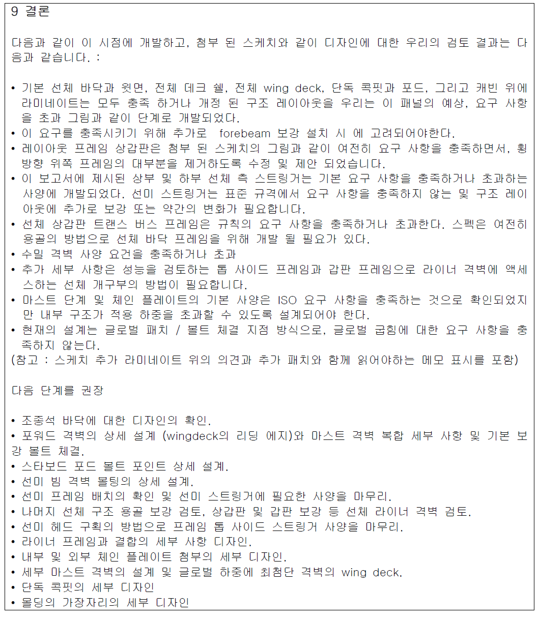 High Modulus사의 ISO12215에 따른 구조검토 결과