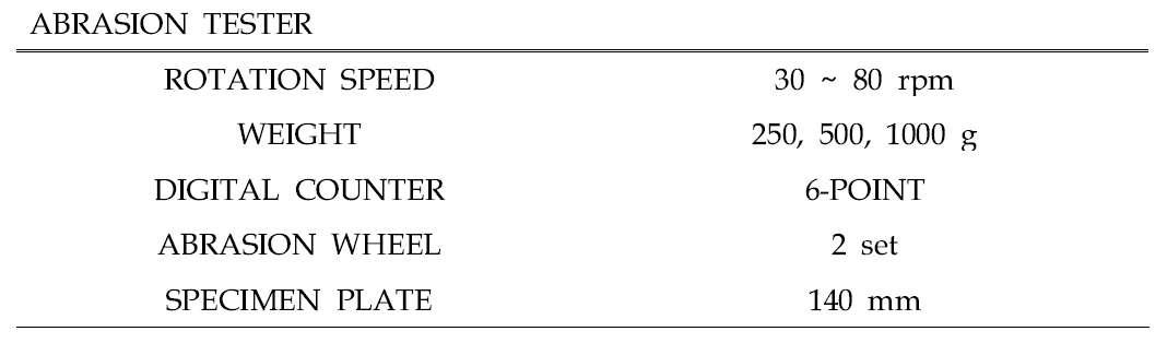 마모 시험기의 세부 제원