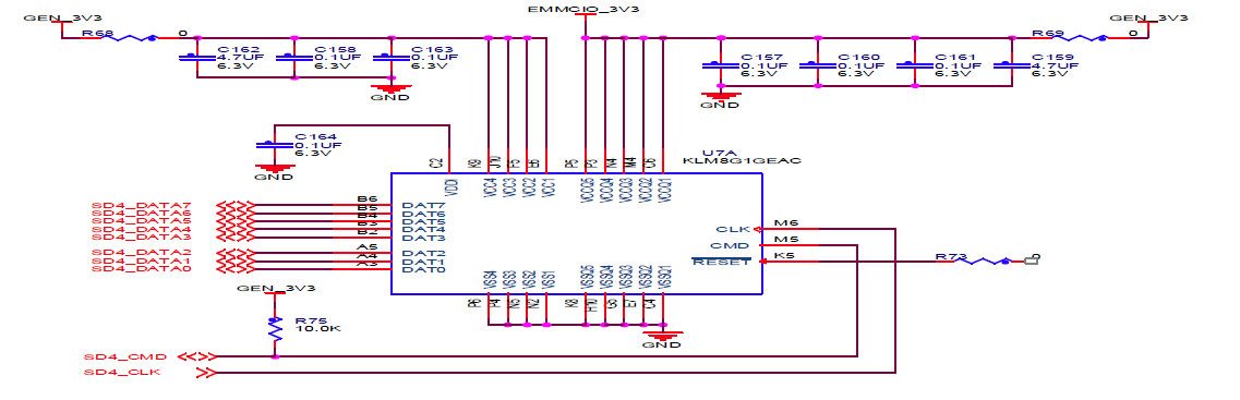 eMMC(SEC사의 KLM8G1GEAC)회로