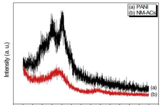 PANI와 NM-ACs의 XRD 결과.
