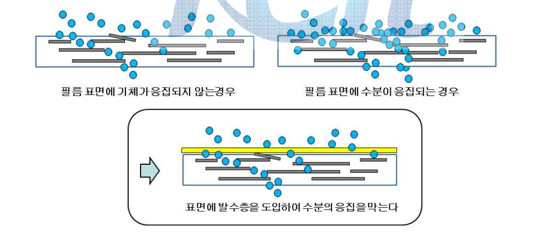 차단 성능 측정 시 필름 표면에서의 산소투과도와 수분투과도의 차이