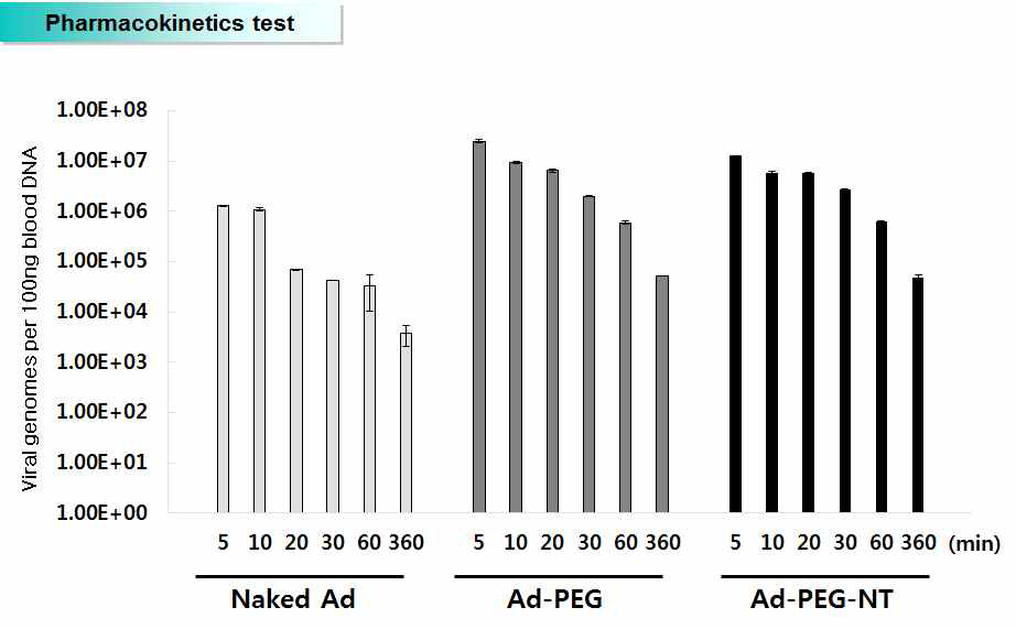 생체 내 동물 모델에 전신 투여한 뒤 Pharmacokinetics profile의 분석