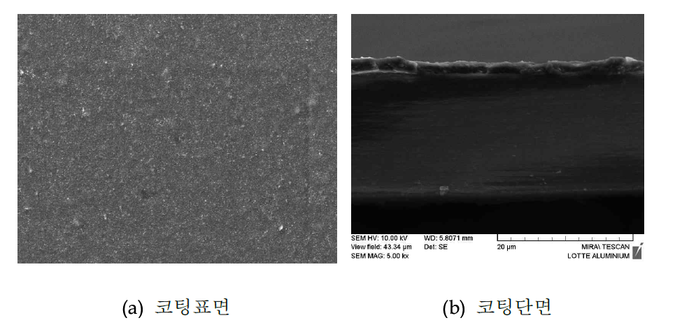 코팅표면 및 코팅 단면