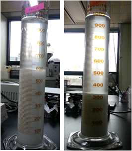 침전부피 측정결과