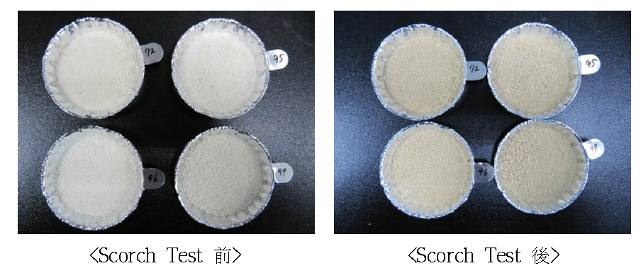 합성 고분자의 Scorch Test 전후.