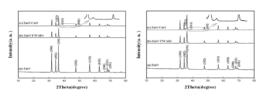 (a) ZnO nanorods (b) ZnO nanoplates의 XRD 패턴