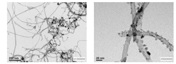 CNT-TiO2-Pt composite TEM image