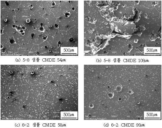 5-8 5차 및 6차 개발품 평가표면 SEM 관찰(×50)