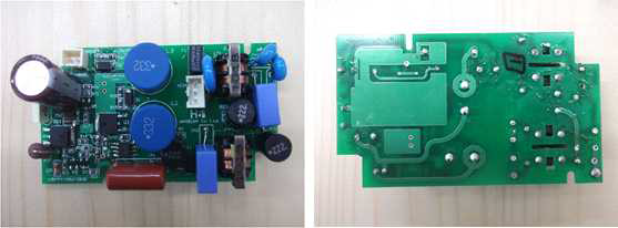 PCB 상부 모습(좌)과 하부 모습(우)