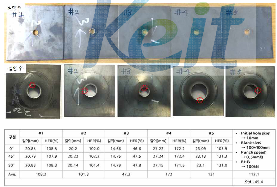 현장 시생산재의 홀확장 (HER) 시험 결과