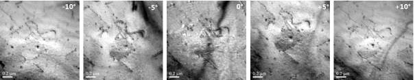 TEM images of X60 steel which contain tilting angles for the 3D reconstruction of dislocation structure