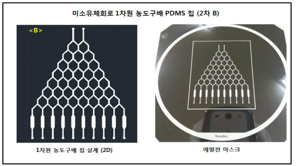 미소유체회로 1차원 농도구배 PDMS 칩 2차 B의 설계 및 에멀젼 마스크