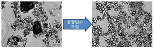 공정변수 조절을 통하여 제조한 자기치유 마이크로 캡슐의 비교