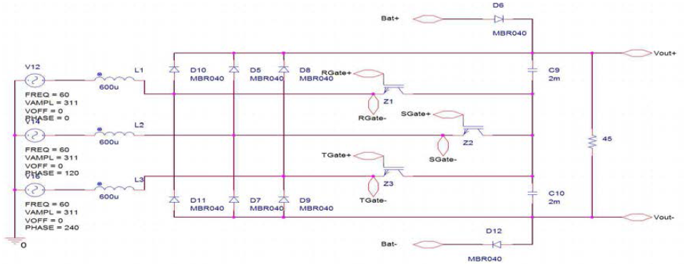 Vienna Rectifier&다이오드를 통한 배터리 연결